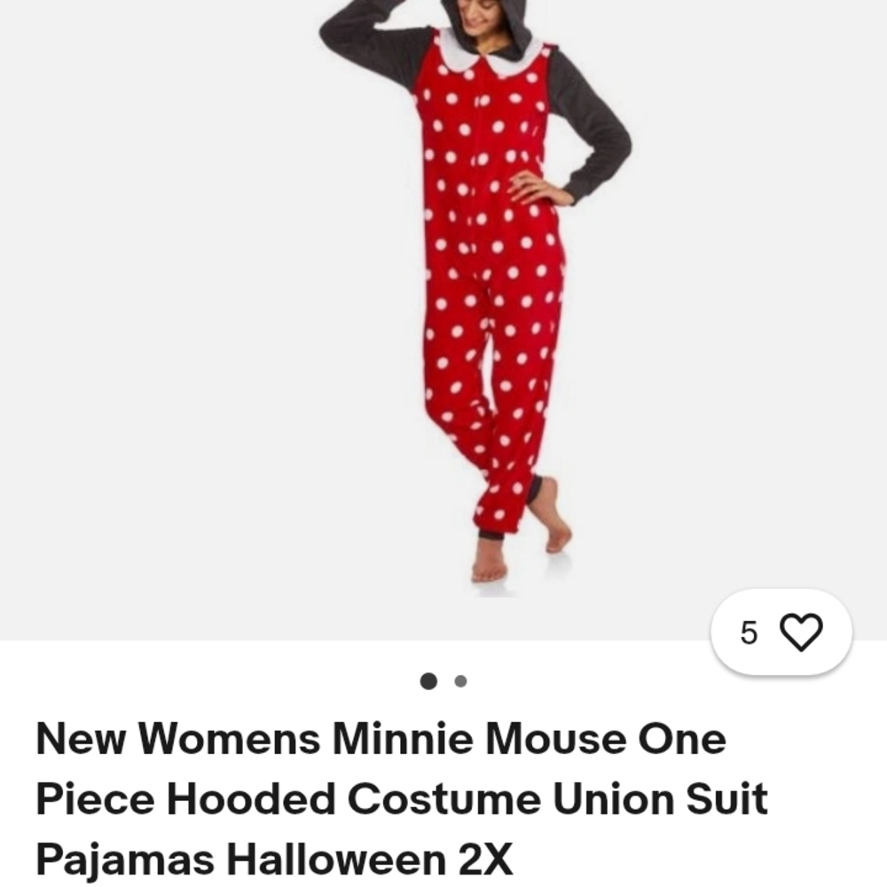 Disney Red and Black Minnie Mouse Hooded Pajama Onesie